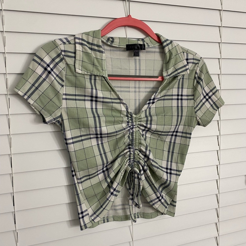 Faded Rose Plaid Crop Top